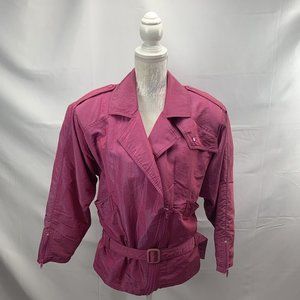 Vintage Bridgewear Iridescent Pink Moto Bomber Windbreaker Jacket Coat L